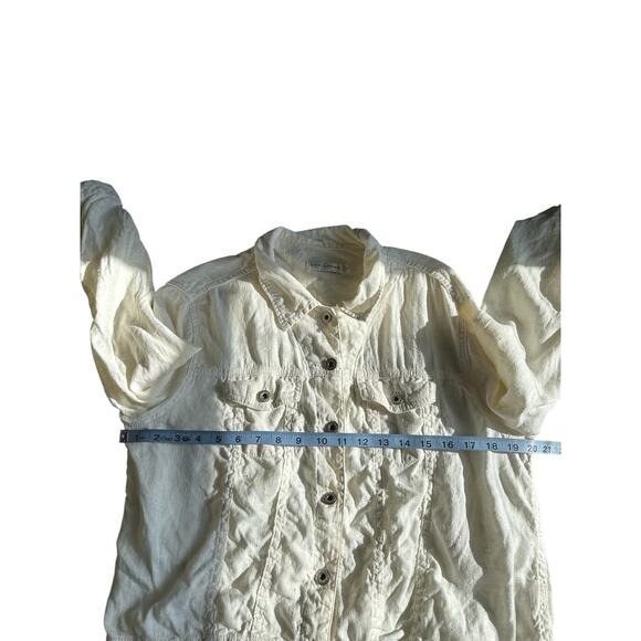 Cut Loose White Lagenlook Relaxed Linen Button Up Lightweight Jacket Size Medium - Picture 7 of 8